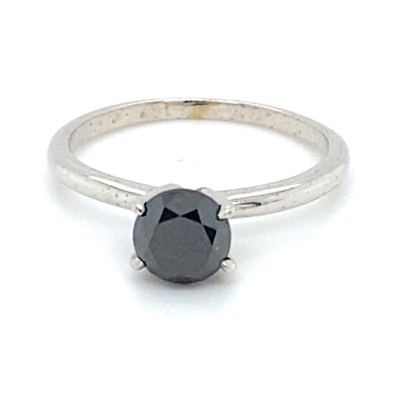 Black Diamond 1.22ct Solid 14K White Gold Ring - Picture 1 of 6